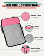 WTREE 4-Piece Packing Cubes Travel Accessories Set for Suitcases - Luggage Organizer Bags with Double Zipper - Mesh Top - Large - Pink