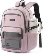 LOVEVOOK Laptop Backpack Women with 40oz Cup Holder Buckle Strap, 15.6 Inch Tech-Ready Work Backpack, TSA-compliant for Travel & College with Versatile Mesh Pocket, Blush Pink