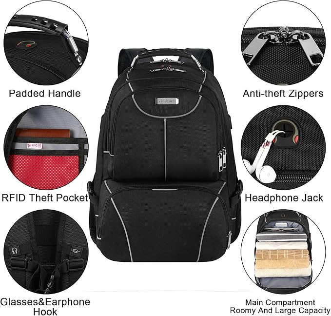 VECKUSON Lunch Bag Backpack, Insulated Cooler Lunch Box Backpack, Extra Large Travel Laptop Backpack TSA Friendly RFID Computer College bag for Women Men Fits 17.3 Inch Laptop