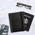 WALNEW Passport Holder for Travel, RFID Passport Cover Wallet for Women Men, PU Leather Passport Book Card Holder Case with Pen, Travelling Essentials for Flying