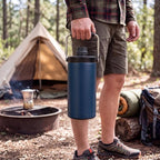 Kerilyn Insulated Half Gallon Jug with Handle, 64oz Stainless Steel, Large Double Vacuum Water Bottle for Hot & Cold Drinks, Wide Mouth, Sweat Proof, Great for Travel, Camping, Dark Blue