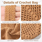 Tavaleu Crochet Tote Beach Bags for Women, Mesh Beach Tote Knit Bag, Summer Vacation Aesthetic Boho Hobo Shoulder Bag
