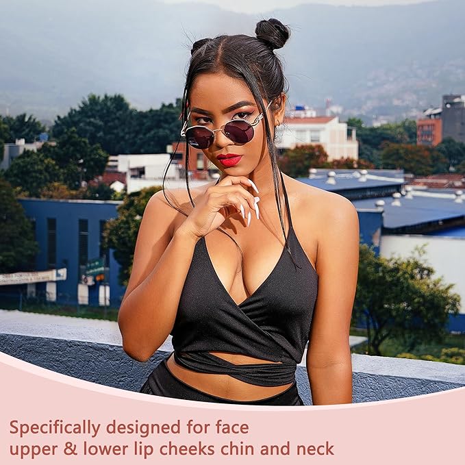Facial Hair Remover for Women - as Seen on TV Painless Face Shaver - Electric Hair Removal Device for Face Lips Peach Fuzz with Light (White)