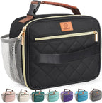 Genteen Lunch Box for Men Women Adults Kids - Insulated Small LunchBox Reusable, Zip Closure & Buckle Handle, Portable Cooler for Work, School, Travel (Black)