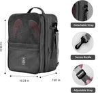 Large Shoe Bags for Travel Holds 4 Pair of Shoes, Shoe Storage Pouch with 3 Layers Compartments, Waterproof & Washable (Black)