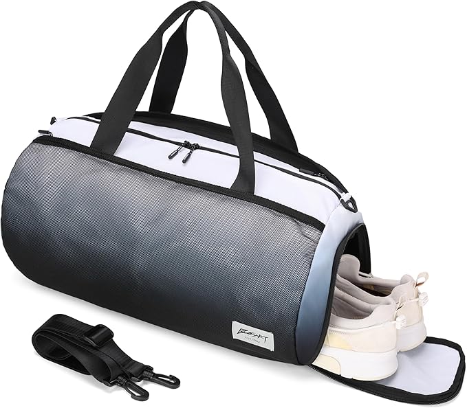 Gym Bags for Men with Side Pocket, 38L Sports Gym Duffle Bag with Wet Pocket&Shoe Compartment, Large Waterproof Sport Duffel Bags for Travel, Sports, Fitness&Workout(Black Gradient)