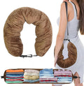 1/2PCS Travel Pillow Stuffable with Clothes As Carry-On Luggage Fits Up to 3 Days of Travel Essentials, Multifunctional U-Shaped Pillowcase for Business, Trip, Outdoor (1PCS-Brown)