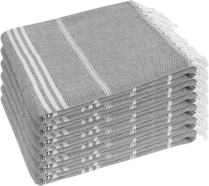 YSYJ Turkish Beach Towel 6 Pack Beach Towels 36"x71" Beach Towel Oversized Sand Free Turkish Towel Quick Dry Bath Towels Grey
