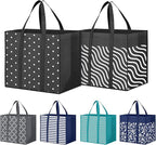 Fab totes 6 Pack Reusable Grocery Bags 35L Large Capacity Heavy Duty Reusable Shopping Bags for Groceries Waterproof Tote Bags for Shopping and Picnic with Sturdy Handles