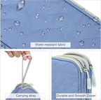 FYY Travel Cable Organizer Pouch Electronic Accessories Carry Case Portable Waterproof Double Layers All-in-One Storage Bag for Cord, Charger, Phone, Pattern Blue