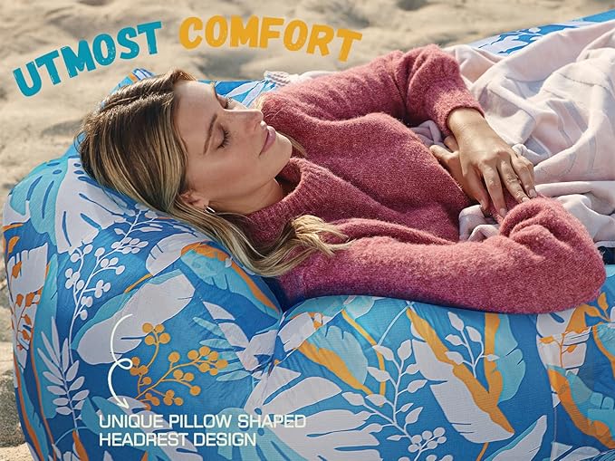 WEKAPO Inflatable Couch Air Lounger Chair - Camping & Beach Accessories, Portable Blow up Sofa for Hiking, Lawn, Indoor/Outdoor Movies & Music Festivals. Lightweight and Easy to Set Up Air Hammock