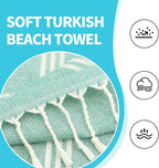 YSYJ 18 Pack Turkish Beach Towel 36 x 71 Inches Beach Towels Soft Lightweight Extra Large Pool Towels Quick Dry Sand Free Turkish Bath Towels Teal