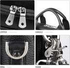 Augus Leather Messenger Bag for Men Vintage Travel Backpack 17 inch laptop Briefcase Shoulder Bags