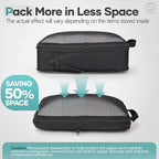 Veken 9/11 Set Compression Packing Cubes for Travel Essentials,Compressible Expandable Large Luggage Suitcase Organizer Bags for Clothing,Durable Space Saver Storage Bags with Toiletry Bags(Black)