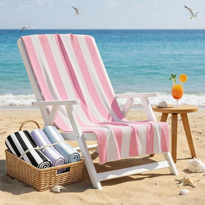 Touchat 4 Pack Beach Towels Stripe Microfiber Beach Towel Sand Free Quick Dry Swim Pool Towels for Adult, 30'' x 60'' Lightweight Travel Bath Towel, Camping | Ultra-Portable, Multi-Functional, Color