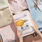 Tbestmax 10 Pack Clear Cosmetic Bags Makeup Bags Portable Waterproof TSA Approved Travel Toiletry Bags Large Organizer Peach Pink, 9.8" x 7.1" x 2.4"