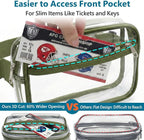 Veckle Clear Fanny Pack Stadium Approved - Plus Size 35-51 Inch Adjustable Strap Transparent Belt Bag for Women Men Fits 7.5" Smartphone, Crossbody Clear Bag for Stadium Events Sports Concerts, Green