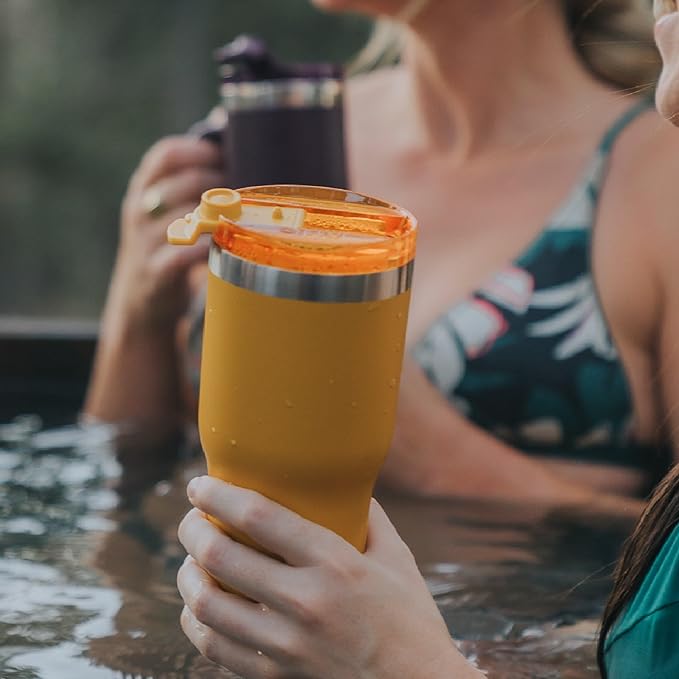 RTIC 20oz Essential Tumbler with Lid, Ceramic Lined, Insulated, Stainless Steel, Metal, Double Wall Vacuum-Insulation, Travel Cup for Iced Coffee, Tea, Hot and Cold Drink, Black