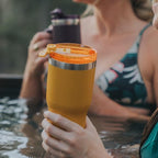 RTIC 20oz Essential Tumbler with Lid, Ceramic Lined, Insulated, Stainless Steel, Metal, Double Wall Vacuum-Insulation, Travel Cup for Iced Coffee, Tea, Hot and Cold Drink, Patriot
