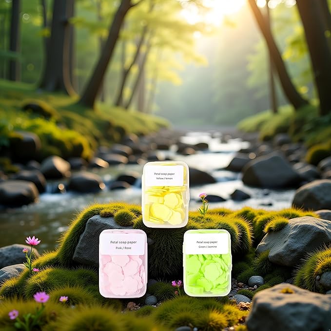 300pcs Portable Hand Washing Soap Sheets, Scented Mini Soap Sheets, Disposable Soluble for Outdoor Travel, Camping, Hiking (Mix)