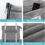 SINLAND Travel Pillow and Blanket 2-in-1 Set,Airplane Packable Bag,Soft and Lightweight Plane Flight Car Trips Travel Essentials Gift,Hand Luggage Sleeve and Backpack Clip,60x50 Inch Grey