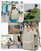 WONHOX Large Travel Backpack Women,Carry On Backpack Flight Approved 18x14x8 inches Bag Spirit Airlines Personal ltem,College Sports Hiking Rucksack Laptop Blackpack mochila de viaje,Brown
