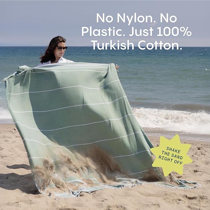 WETCAT Turkish Beach Blanket Sandproof (82"x82") 100% Turkish Cotton, Made in Turkey - Sand Free, Ultra Soft, Extra Large Throw for Picnic – Blue