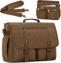 RAINSMORE Mens Messenger Bag 17-17.3 Inch Vintage Canvas Briefcase Water-resistant Large Computer Laptop Bag Rugged Satchel Shoulder Bag for Work Travel, Bookbag for College