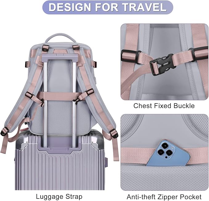 coofay Large Travel Backpack For Women Airline Approved Carry On Backpack Flight Approved Waterproof Sports Luggage Backpack Casual Daypack Small Hiking Backpack