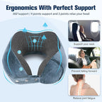 Cirorld Neck Pillow for Traveling, Travel Pillows for Airplanes,100% Pure Memory Foam Travel Neck Pillow, Adjustable Flight Pillow, Portable Plane Accessories with Eye Mask, Earplugs, Carry Bag