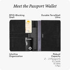 Peak Design Passport Wallet, Black, Ultra-Slim Profile, Weatherproof TerraShell Fabric, RFID Blocking, Minimalist Design and Magnetic Closure, with Quick Access Passport Sleeve