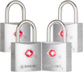 BRINKS TSA Approved Padlock, 22mm Aluminum, TSA Locks for Luggage, Chrome-Plated with Hardened Steel Shackle, 4-Pack