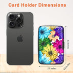 Mayski Credit Card Holder, RFID Blocking, Aluminum Alloy Hard Case, Small Mini Business Metal Wallet for Women Men, Colorful Flowers
