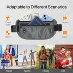 Slim RFID Blocking Money Belt for Travel - Anti-Theft Hidden Passport Holder Waist Wallet with Secure Pouch for Cash, Credit Cards & Phone Safe (Grey)