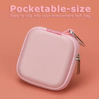 Ginsco Mini-Portable Hard Shell Square Earbuds Case for Apple EarPods/Samsung Galaxy Wired/Wireless Earbuds, Cell Phone Accessories Organizer with Carabiner for Earphones (1, Pink)