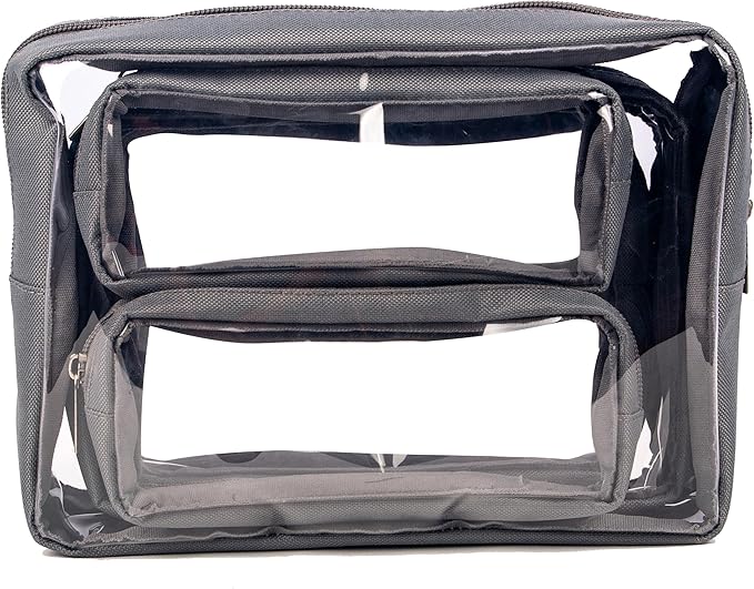 Remobia Hicol TSA Approved 5-Piece Diaper Bag Organizer Pouch Set Clear Waterproof TPU Kids Toiletry Storage Set Travel Packing Clutch Cube Bags for Baby Nursing (Grey)