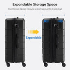 OLIXIS 20 Inch Carry-On Luggage, Hardside Suitcase with Spinner Wheels, Lightweight ABS Hard Shell Travel Luggage, TSA Approved Lock, Expandable Small Suitcase for Business & Travel–Black
