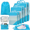 PFEYRPK Lightweight Compression Packing Cubes for Suitcases, Compressible Expandable Travel Packing Organizer with Clear Toiletries and Backpack Bag, Travel Essentials for Carry on Luggage 7 Set
