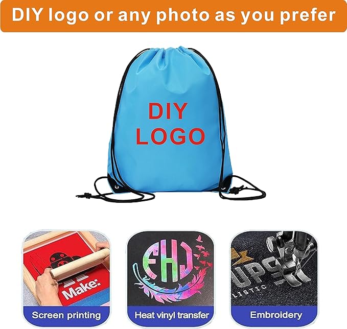 Drawstring Backpack Bulk 20 Pcs Draw String Backpack Bags DIY Gym Sports Traveling Yoga Cinch Bag Sackpack Drawstring (Sky Blue light blue)