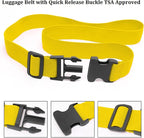 2 Pack Suitcase Straps, Bright Color Adjustable Luggage Belts, TSA Approved (Yellow)