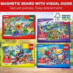 QUOKKA Magnetic Puzzles for Kids Ages 4-6 – 100 PCS Magnetic Puzzle Book for Toddlers 3-5 – 2 Puzzles & 2 Spot The Difference Maps – Search & Find Travel Games – Activity Book Toy Ocean & Pirates