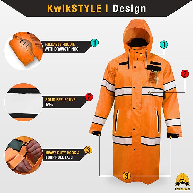 KwikSafety - Charlotte, NC - TORRENT Rain Jacket & Trench Coat ANSI OSHA Class 3 High Visibility Jacket Hi Vis Rain Gear