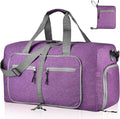 Dimayar 40L Travel Duffle Bag for Men Women - Foldable Duffel Bag with Shoes Compartment - Overnight Bags Waterproof & Tear Resistant(Purple)