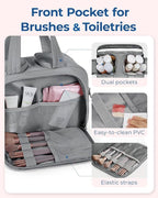 BAGSMART Travel Toiletry Bag, Lightweight Large Wide-open Travel Bag for Women, Puffy Cosmetic Makeup Bag Organizer with Handle for Accessories,Essentials, Toiletries, Grey