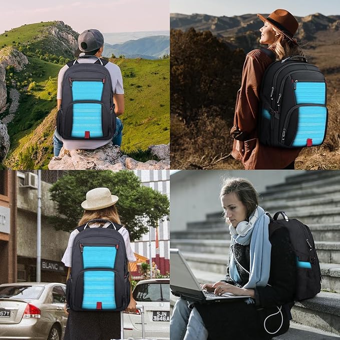 ANTERK Large Travel Laptop Backpack, 18.4 Inch Laptop Backpacks for Men Women, 55L Anti Theft Water Resistant College Bussiness TSA Airline Approved Work Computer Backpack, Lake Blue