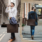 IGOLUMON Messenger Bag for Men 15.6 inch Vintage Leather Waterproof Laptop Briefcase for Men Large Computer Laptop Bag Leather Satchel Bag Retro Shoulder Bag for Office Business College, Coffee