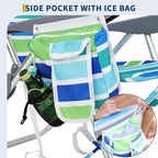 GarveeLife High Backpack Beach Chair for Adults 2 Pack, Lightweight Portable Lay Flat Folding Beach Chair with 5 Positions, Backpack Straps, Phone Pocket, Cup Holder, Cooler Pouch & Towel Bar
