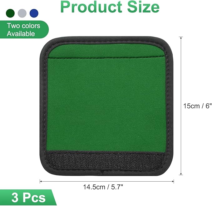 uxcell 3 Pcs Luggage Handle Wrap for Suitcase, Neoprene Handbag Grip Cover Protector Luggage Identifiers Suitcase Handle Wraps for Luggage Shopping Bag Travel Bags, Blue/Green/Silver