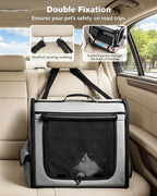 Pecute Dog Car Carrier Light Weight 19.7×16.9×14.8in, Dog Carrier Easy to Assemble, Dog Car Crate Portable and Breathable,Pet Carrier for Indoor and Outdoor, Dog Travel Crate with Curtain Gray