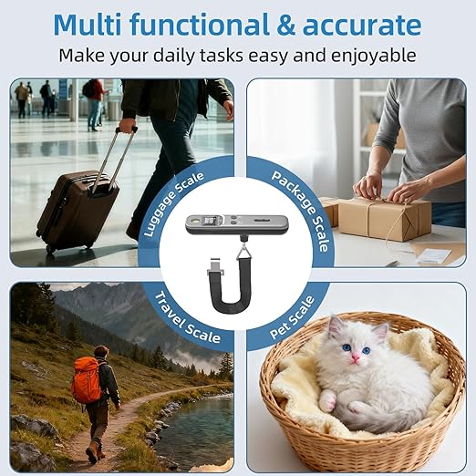 Digital Luggage Scale – 110lb Portable Suitcase Weight Scale with Backlit LCD, Tare Function, Travel Essentials for Airline Luggage, Backpacks, Outdoor Gear and Shipping Packages